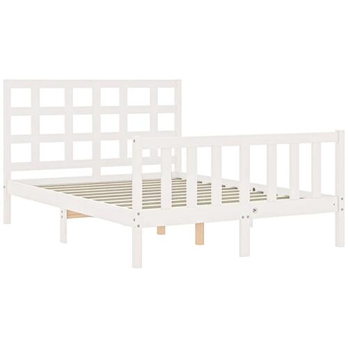 Sengeramme med sengegavl 140x200 cm massivt træ hvid