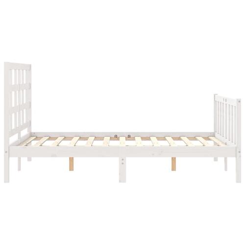 Sengeramme med sengegavl 140x200 cm massivt træ hvid