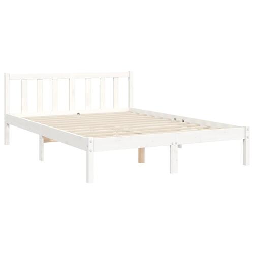 Sengeramme med sengegavl 140x200 cm massivt træ hvid