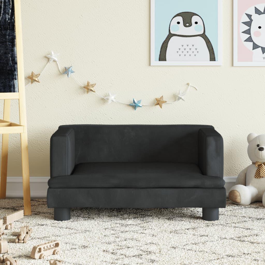 Sofa til børn 60x45x30 cm velour sort