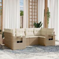 Sofasæt til haven 6 dele med hynder polyrattan beige