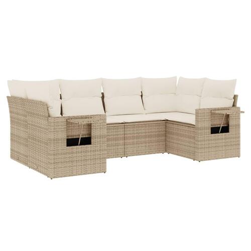 Sofasæt til haven 6 dele med hynder polyrattan beige
