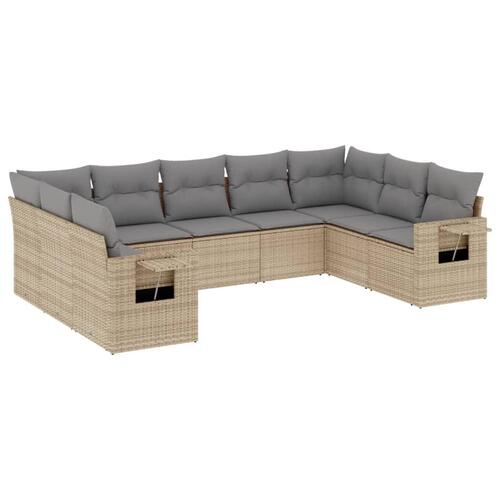 Sofasæt til haven 9 dele med hynder polyrattan beige