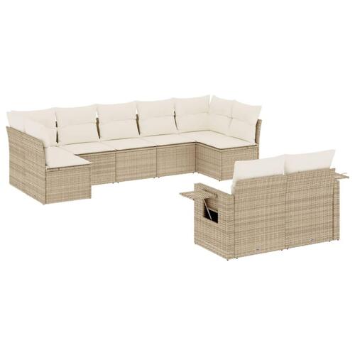 Sofasæt til haven 9 dele med hynder polyrattan beige