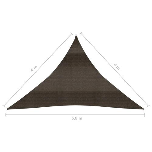 Solsejl 4x4x5,8 m 160 g/m² HDPE brun