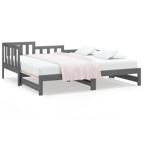 Daybed med udtræk 2x(90x190) cm massivt fyrretræ grå