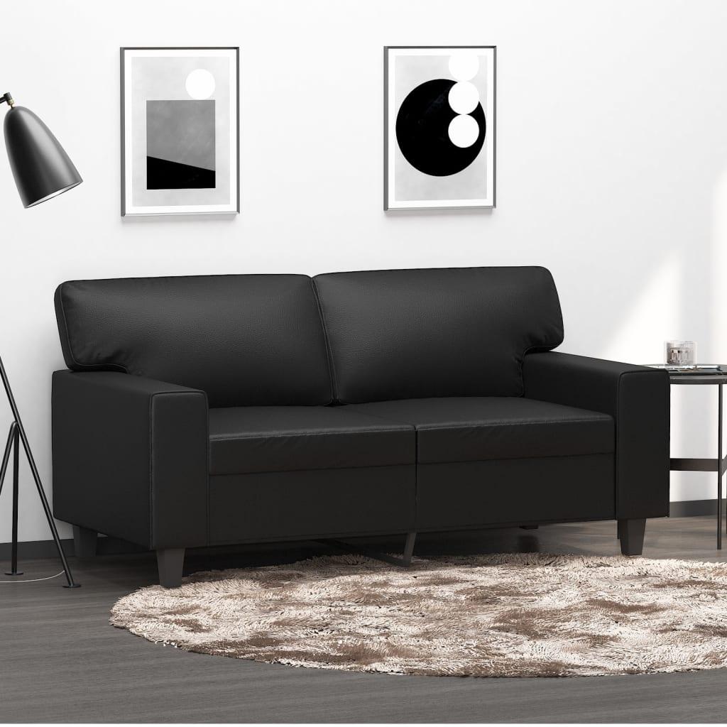 2-personers sofa 120 cm kunstlæder sort