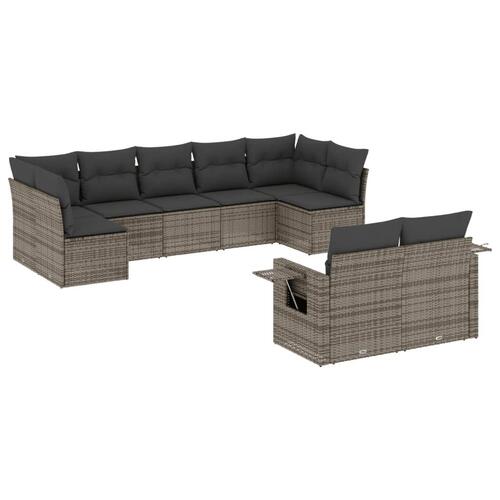 Sofasæt til haven 9 dele med hynder polyrattan grå