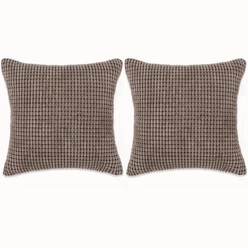 Pudesæt 2 stk. velour 45 x 45 cm brun