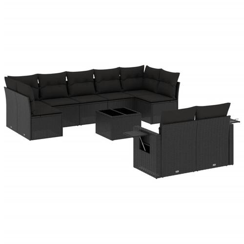 Sofasæt til haven 10 dele med hynder polyrattan sort