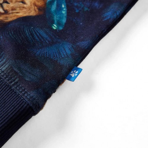 Sweatshirt til børn - str. 140, marineblå med løveprint