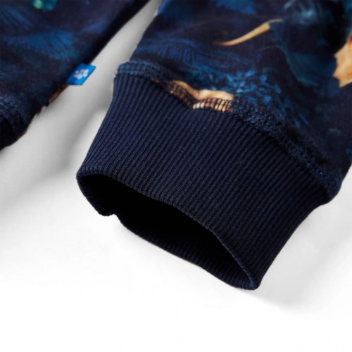 Sweatshirt til børn - str. 140, marineblå med løveprint
