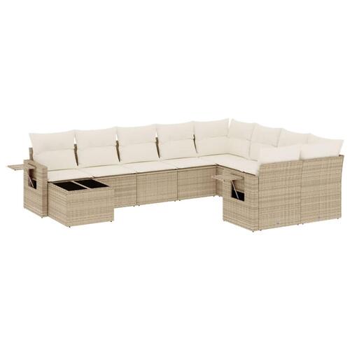 Sofasæt til haven 10 dele med hynder polyrattan beige