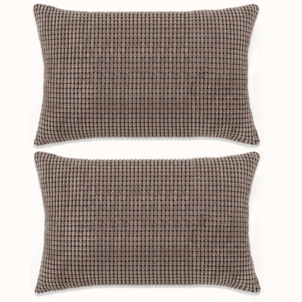 Pudesæt 2 stk. velour 40 x 60 cm brun