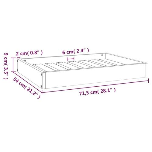 Hundeseng 71,5x54x9 cm massivt fyrretræ hvid