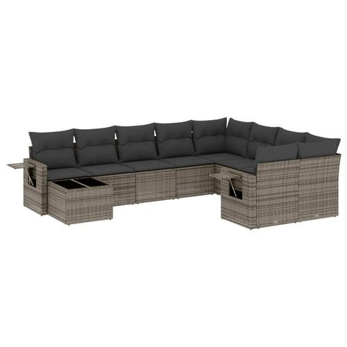 Sofasæt til haven 10 dele med hynder polyrattan grå