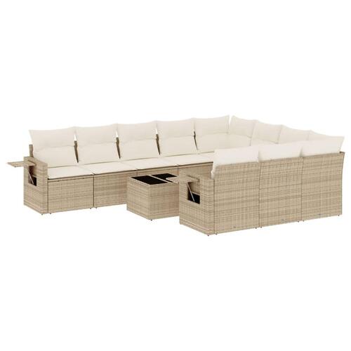 Sofasæt til haven 11 dele med hynder polyrattan beige