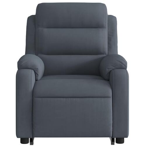 Eldrevet lænestol med løftefunktion velour mørkegrå