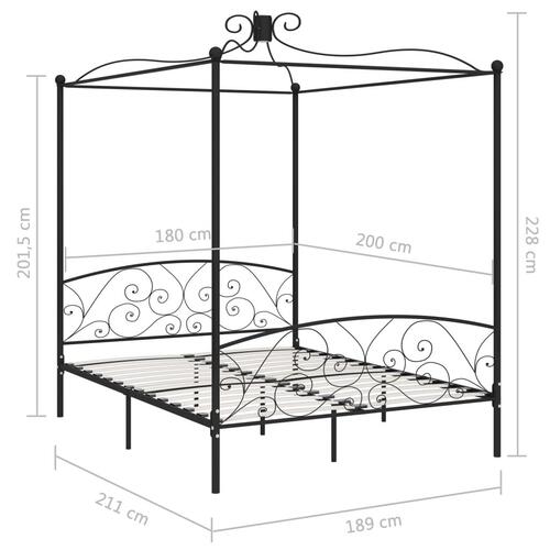 Sengestel til himmelseng 180 x 200 cm metal sort