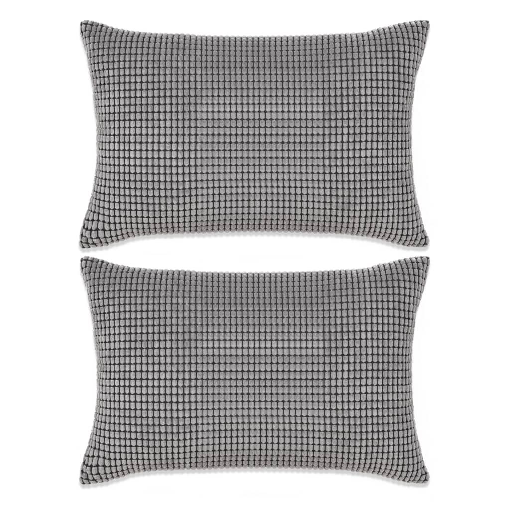 Pudesæt 2 stk. velour 40 x 60 cm grå