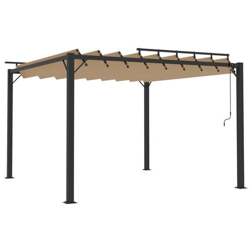 Pavillon med lameltag 3x3 m aluminium og stof gråbrun