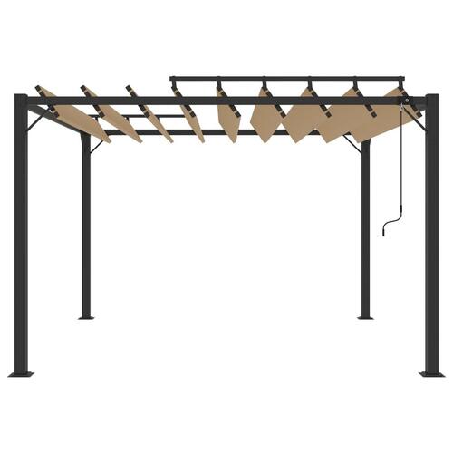 Pavillon med lameltag 3x3 m aluminium og stof gråbrun