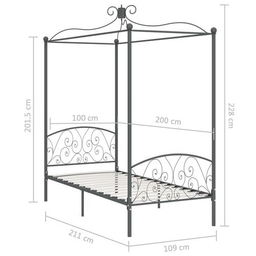 Sengestel til himmelseng 100 x 200 cm metal grå