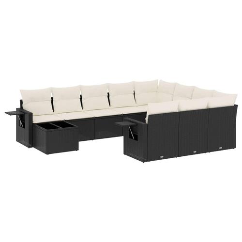 Sofasæt til haven 11 dele med hynder polyrattan sort