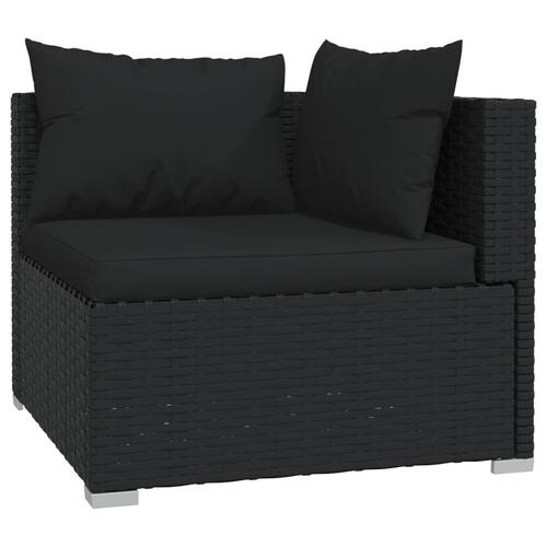 Loungesæt til haven 7 dele med hynder polyrattan sort