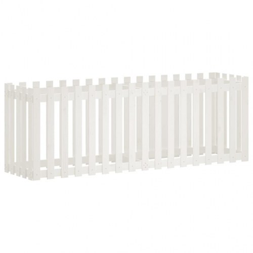 Højbed med stakitdesign 200x50x70 cm massivt fyrretræ hvid