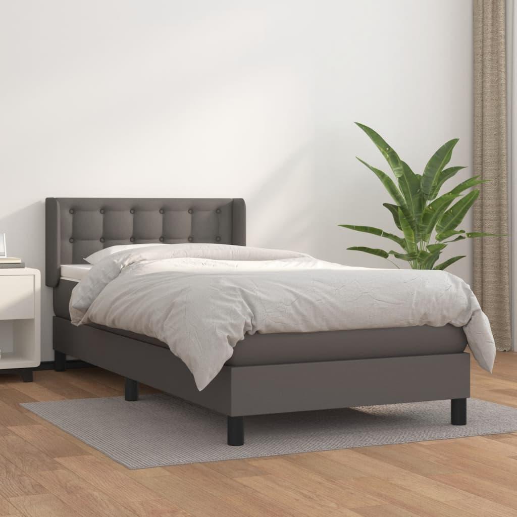 Kontinentalseng med madras 100x200 cm kunstlæder grå billede