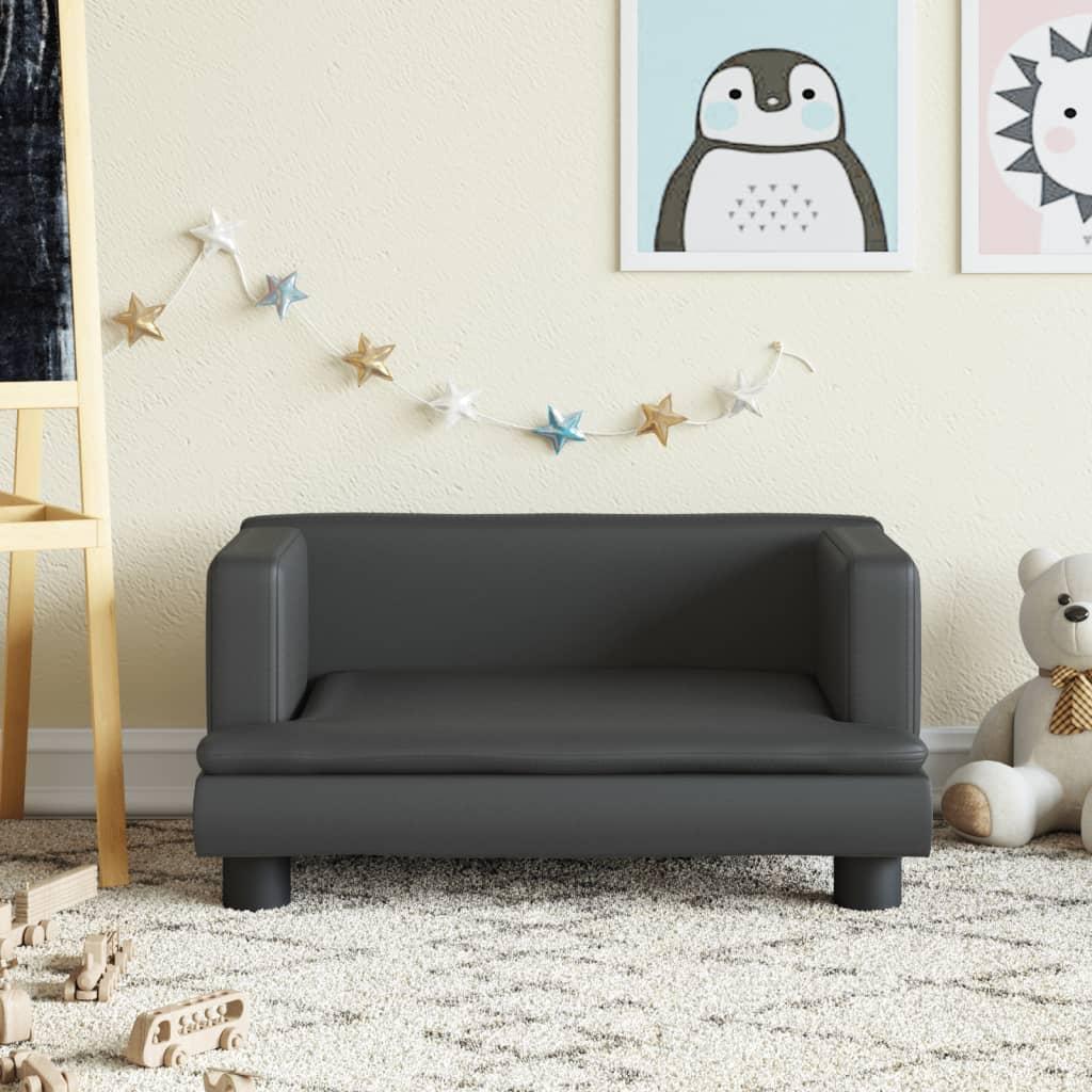 Sofa til børn 60x40x30 cm kunstlæder sort