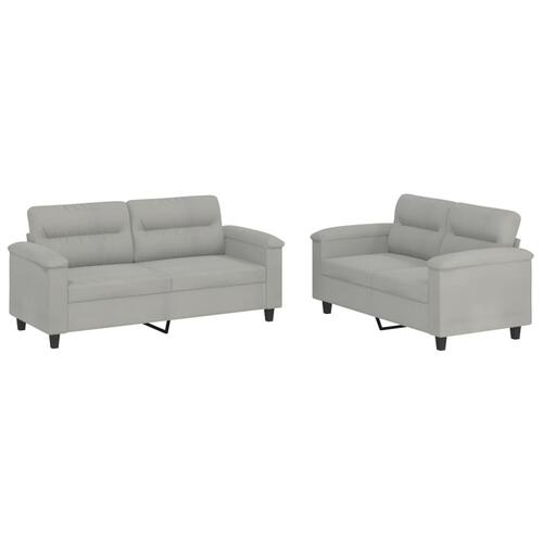 2 personers sofa med hynder mikrofiberstof lysegrå