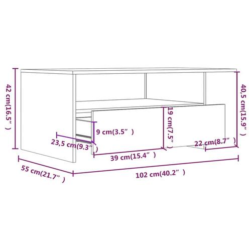 Sofabord 102x55x42 cm konstrueret træ hvid