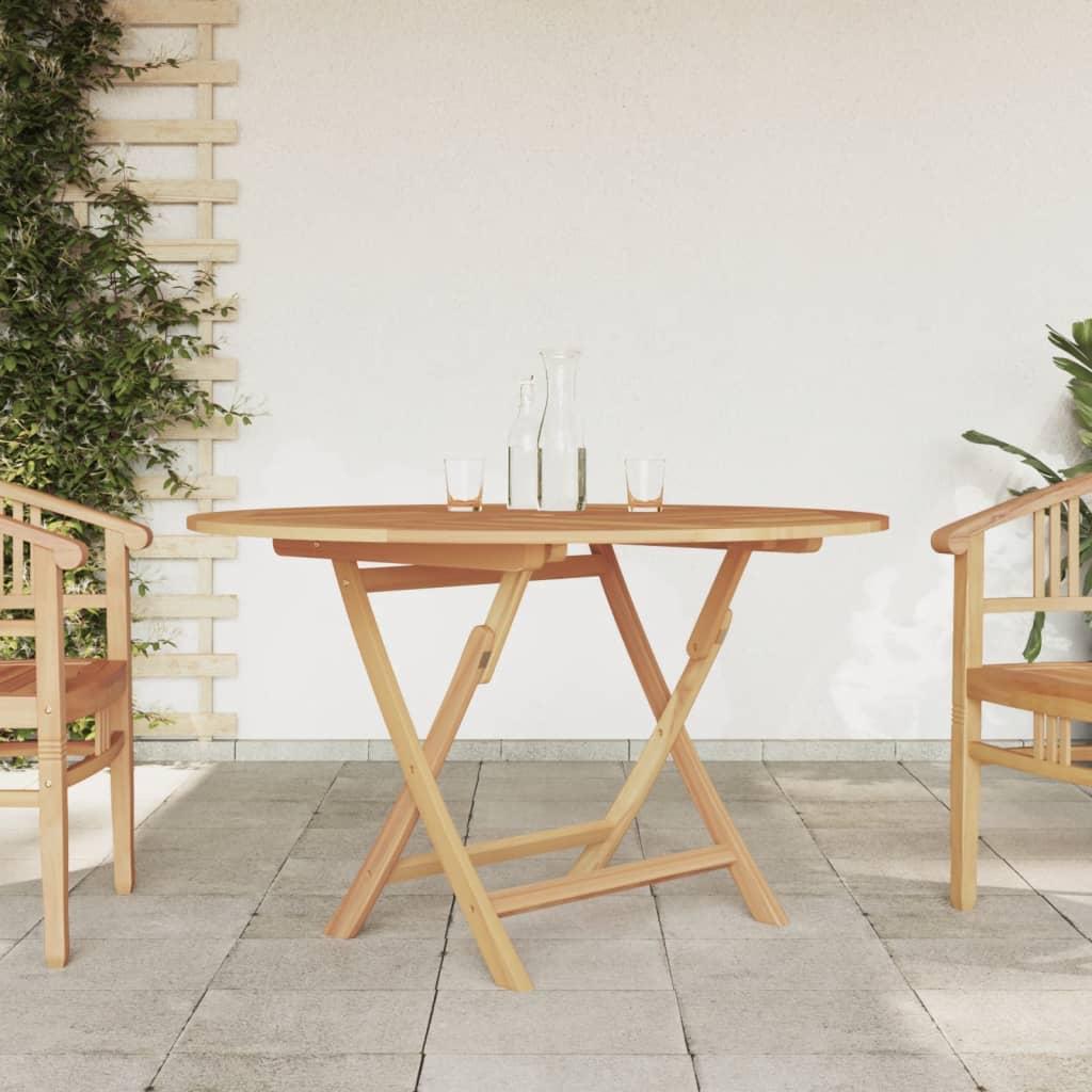 Foldbart havebord Ø 110x75 cm massivt teaktræ