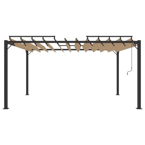 Pavillon med lameltag 3x4 m aluminium og stof gråbrun