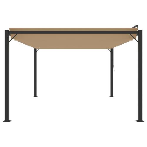 Pavillon med lameltag 3x4 m aluminium og stof gråbrun