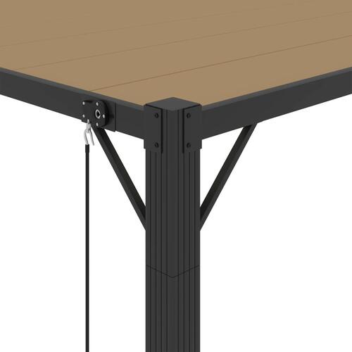Pavillon med lameltag 3x4 m aluminium og stof gråbrun