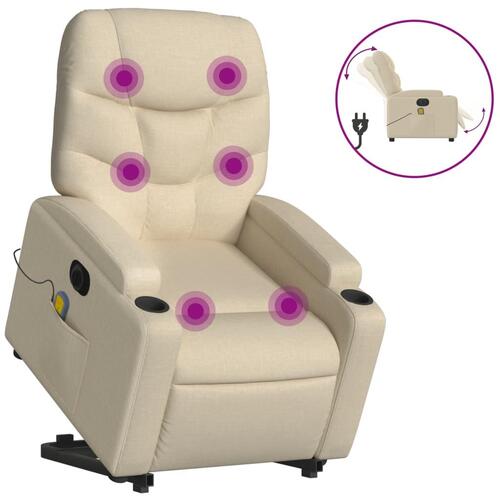 Elektrisk massagestol med løftefunktion cremefarvet