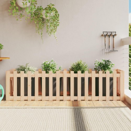 Højbed med stakitdesign 200×50×50 cm i massivt fyrretræ