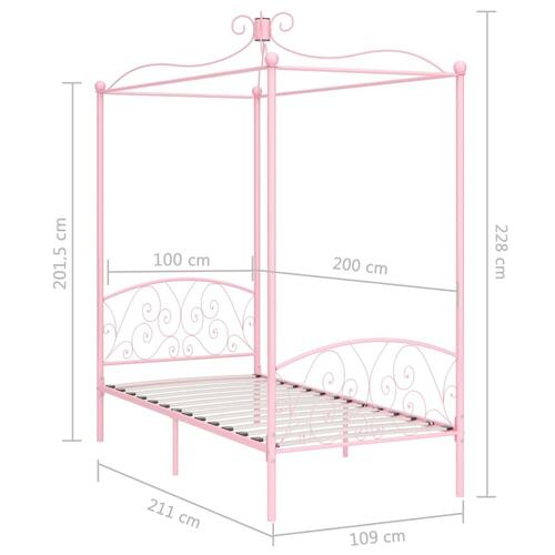 Sengestel til himmelseng 100 x 200 cm metal pink