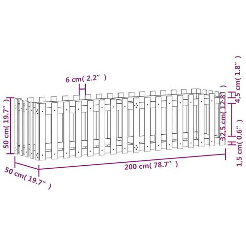 Højbed med stakitdesign 200x50x50 cm massivt fyrretræ