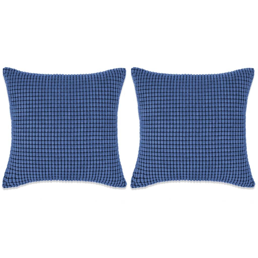 Pudesæt 2 stk. velour 45 x 45 cm blå