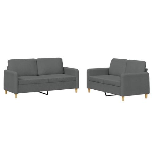 2 personers sofa med hynder stof mørkegrå