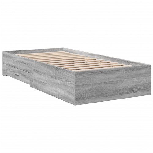 Sengeramme med 2 skuffer 75x190 cm - grå sonoma-eg