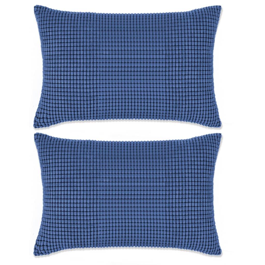 Pudesæt 2 stk. velour 40 x 60 cm blå