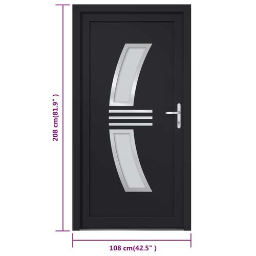 Hoveddør 108x208 cm PVC antracitgrå