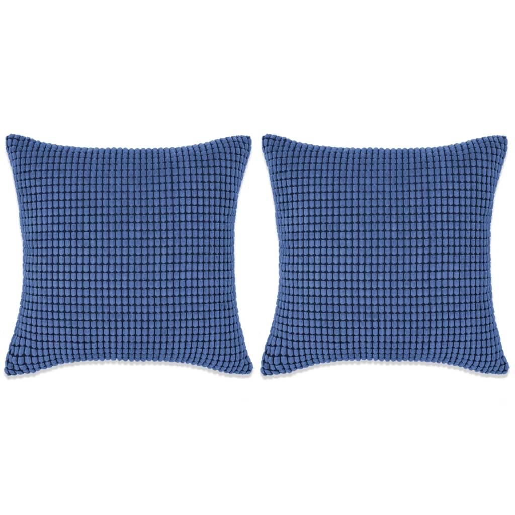 Pudesæt 2 stk. velour 60 x 60 cm blå