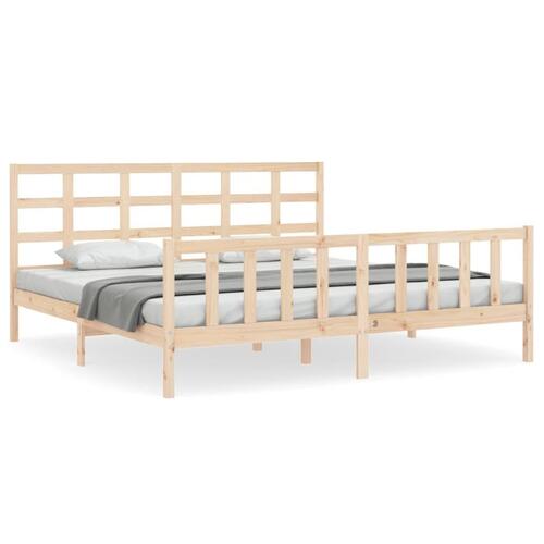Sengeramme med sengegavl kingsize massivt træ