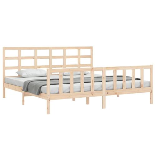Sengeramme med sengegavl kingsize massivt træ